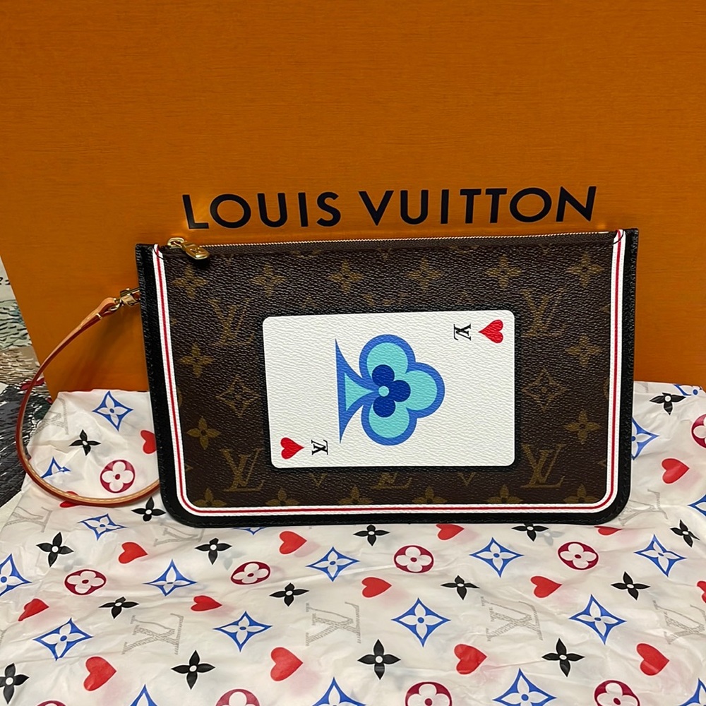 Louis Vuitton Poker Cards Game On Neverfull Pochette MM Wristlet Pouch